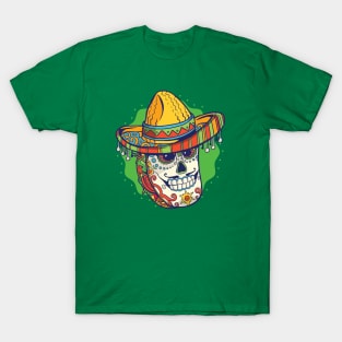 Day of the Dead Sugar Skull Taco with Sombrero T-Shirt